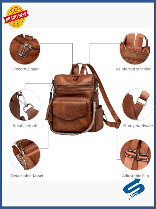 Convertible Travel Backpack Shoulder Bag with Wallet Set Multi-Pocket Vegan main image 4